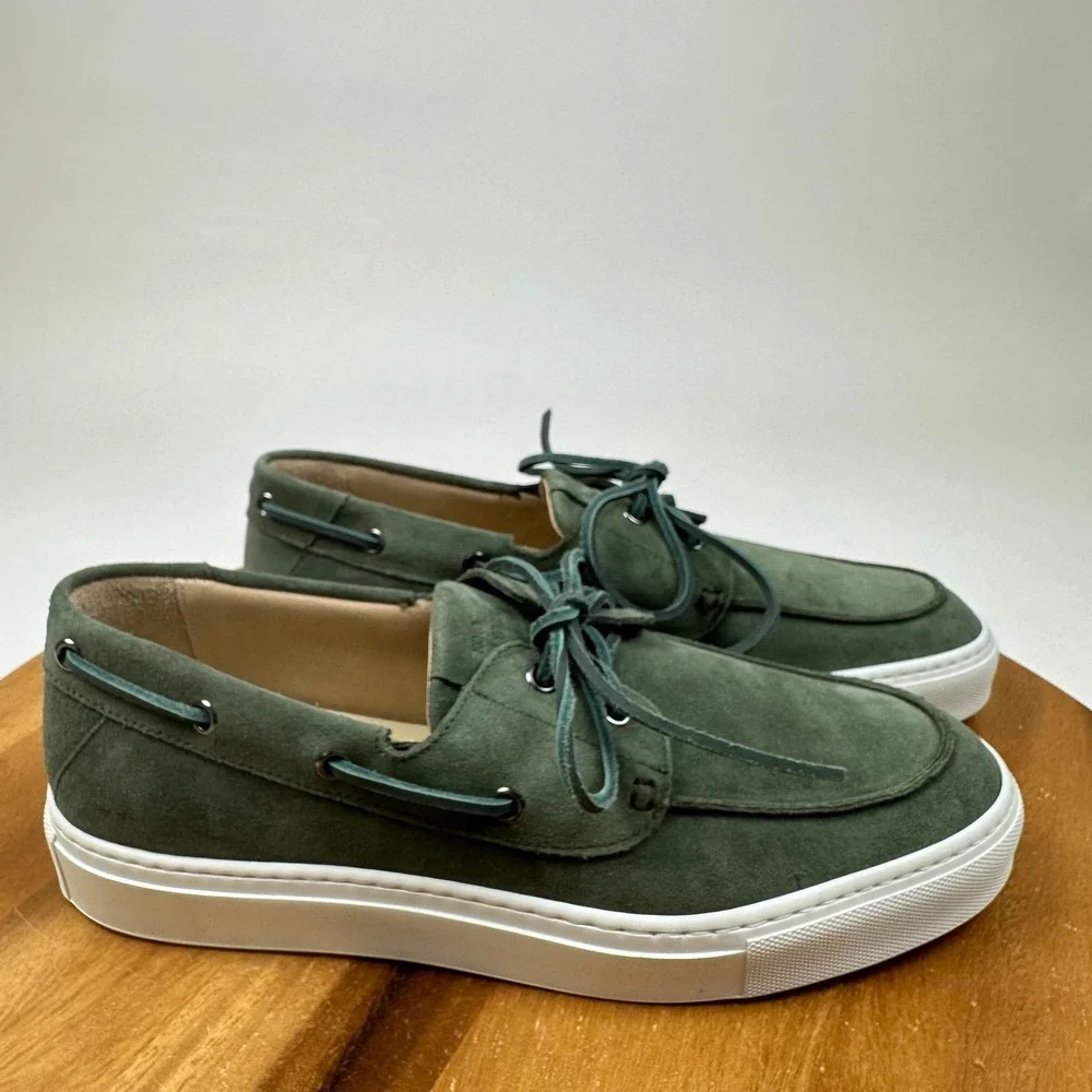New Mens KOIO New York High End Italian Green Suede Leather Boat Deck Shoes 9M
